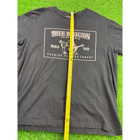 True Religion Brand Jeans T-Shirt Mens L Black Buddha Logo Graphic Relaxed Fit - Picture 6 of 8